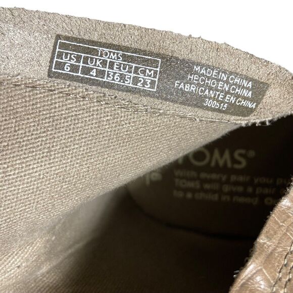 Toms Desert Taupe Beige Suede Croco Embossed Wedge Ankle Boots Women's 6 Zip Up - Picture 7 of 13